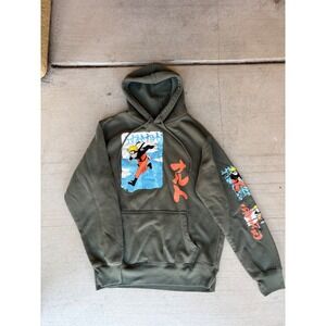 Naruto Shippuden Hoodie Anime Graphic Pullover Sweatshirt Olive Green M